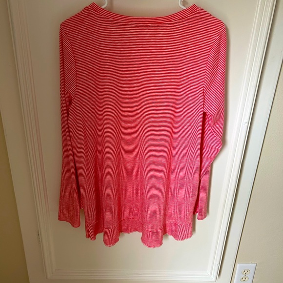 Soft Surroundings Colette Tee Striped Peach Pink Long Sleeve Medium Tiered M - Picture 4 of 8